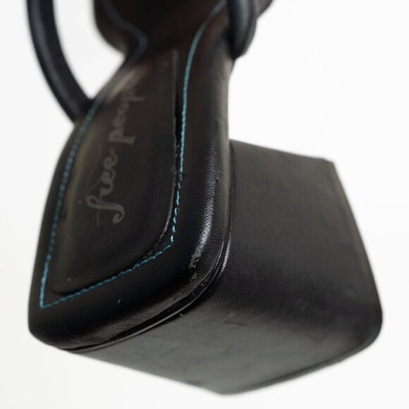 ✨ Free People Parker Double Strap Pillow Heels Square Toe Chunky Sandals Black - Picture 11 of 15